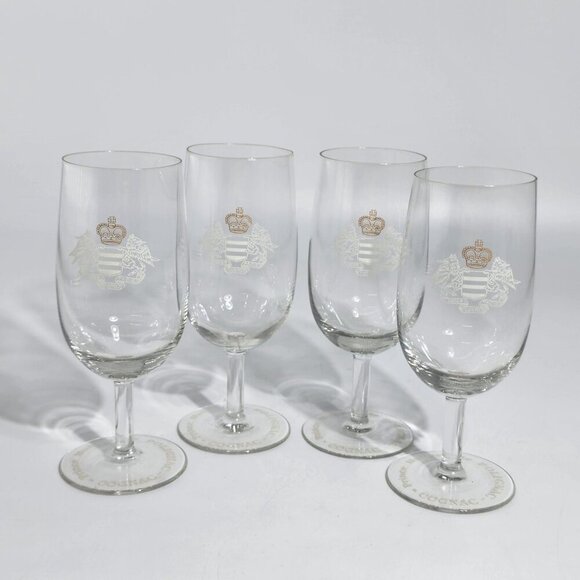 Prince Hubert De Polignac Cognac Etched Stemmed Glasses Set Of 4 VTG - Picture 1 of 8